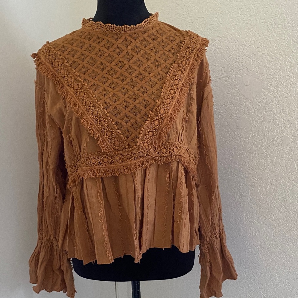 Elegant Brown Textured Blouse